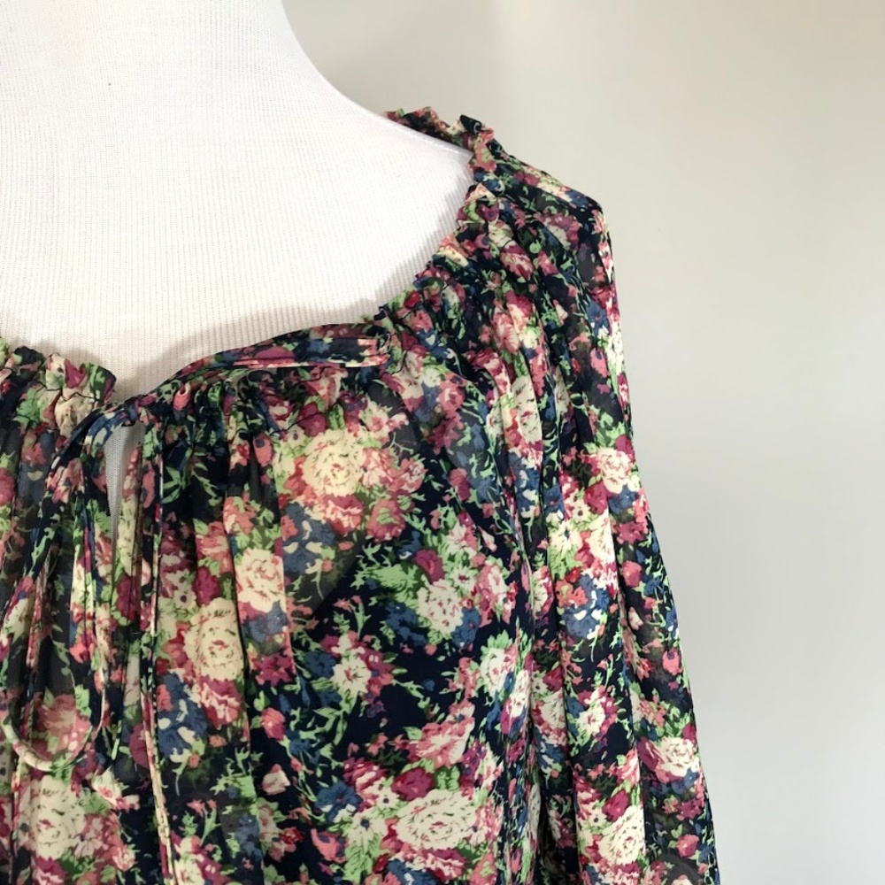 Love Haight flowy boho long sleeve blouson dress L